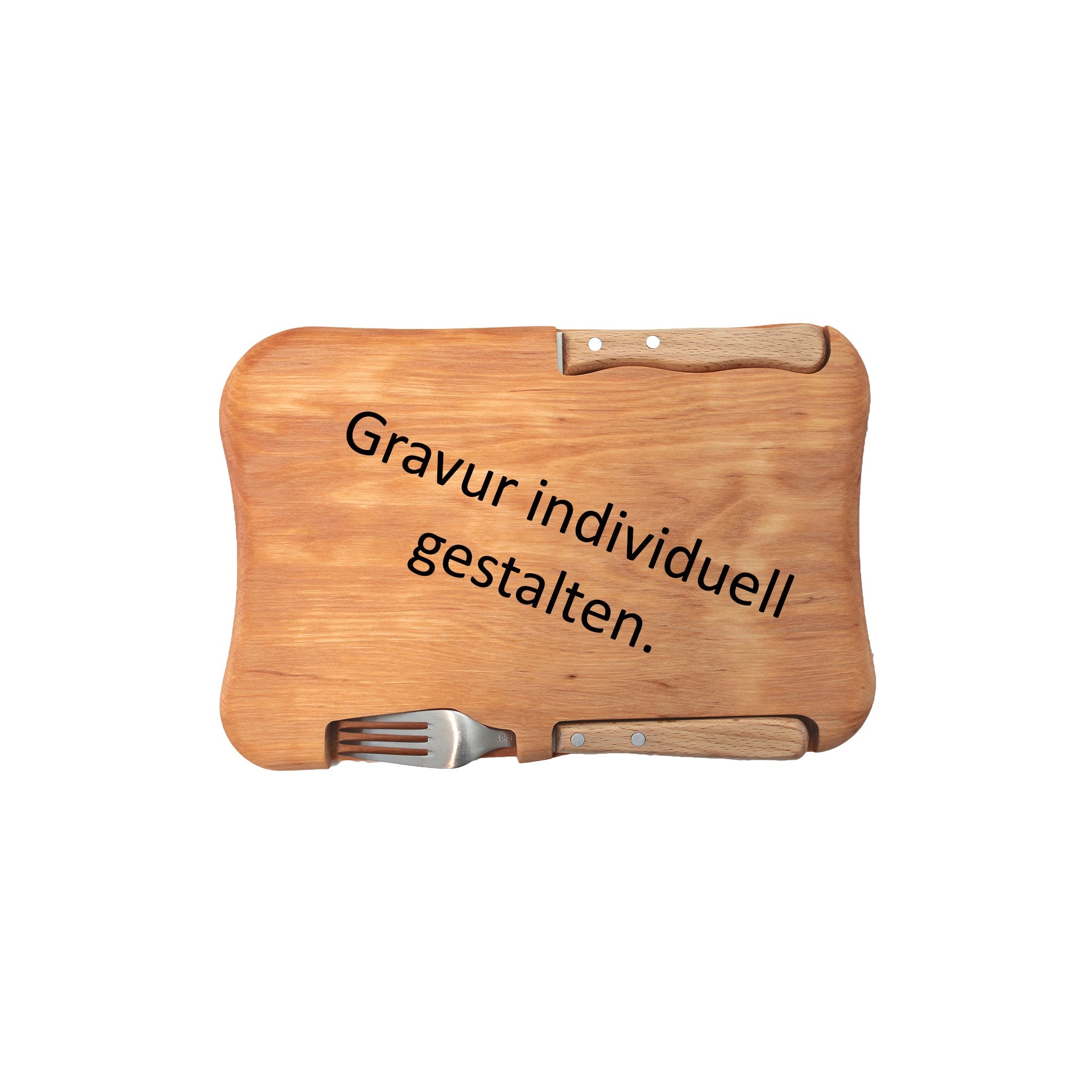 Vesperbrett mit Messer & Gabel "outdoor" und Gravur