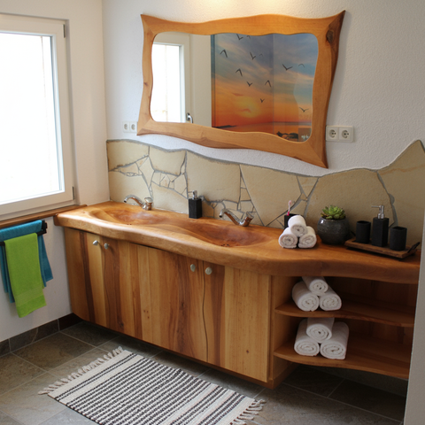 WASCHTISCHUNTERSCHRANK MIT HOLZWASCHBECKEN OG